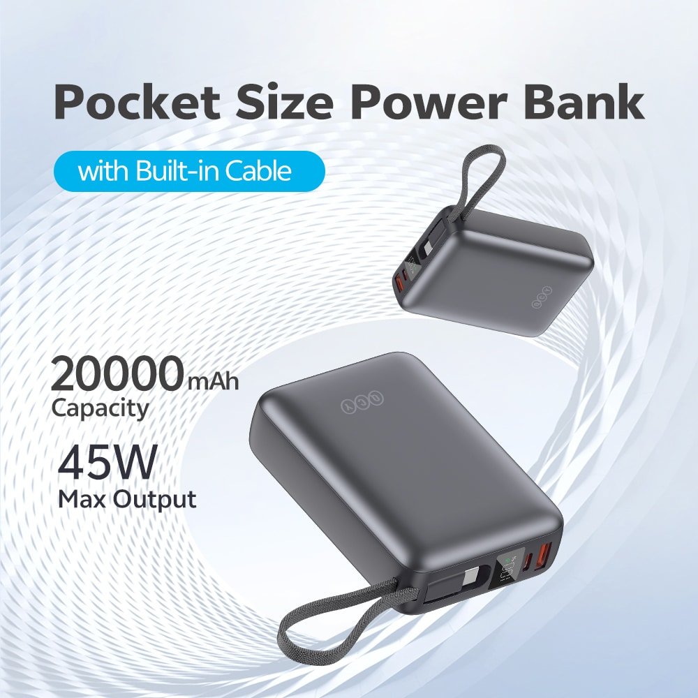 QCY PB20A 20000mAh 45W PD Fast Charging Powerbank